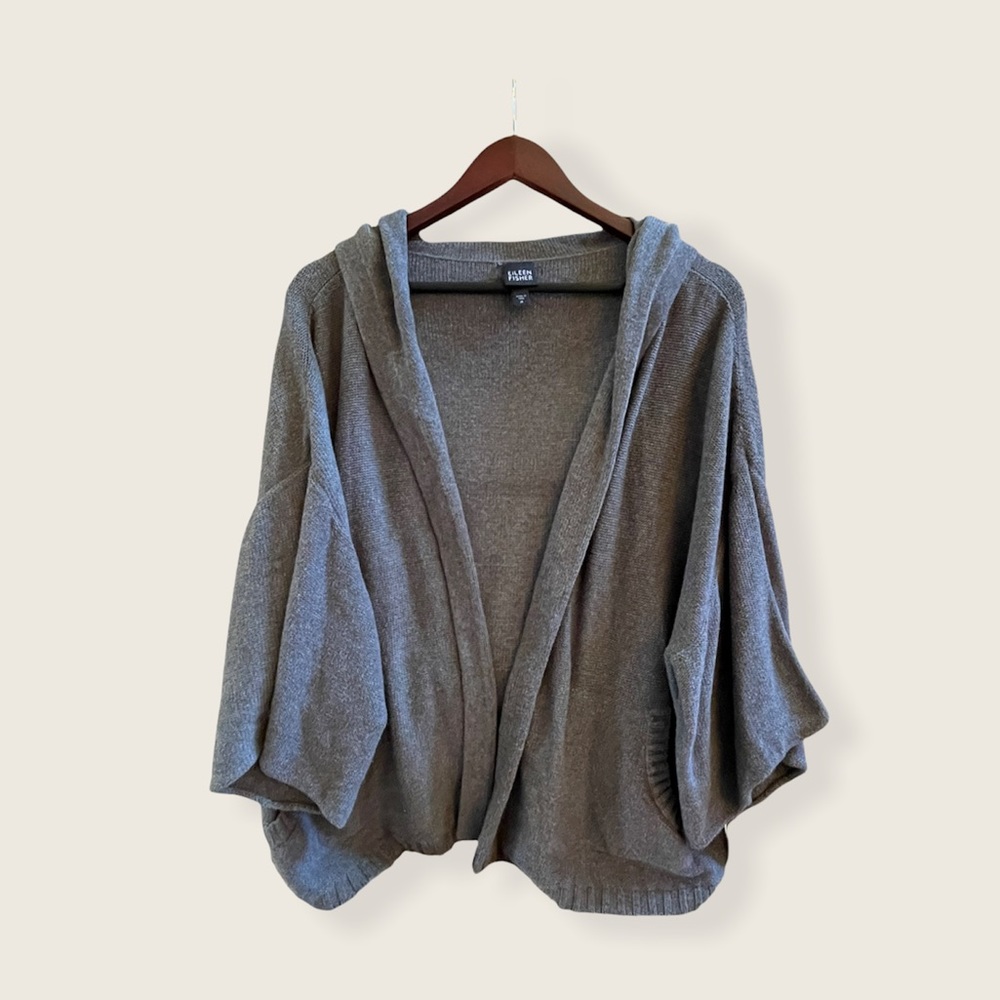 Eileen Fisher Organic Cotton Hooded Cardigan